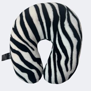 Zebra Print Neck Comfort Travel Pillow Black & White